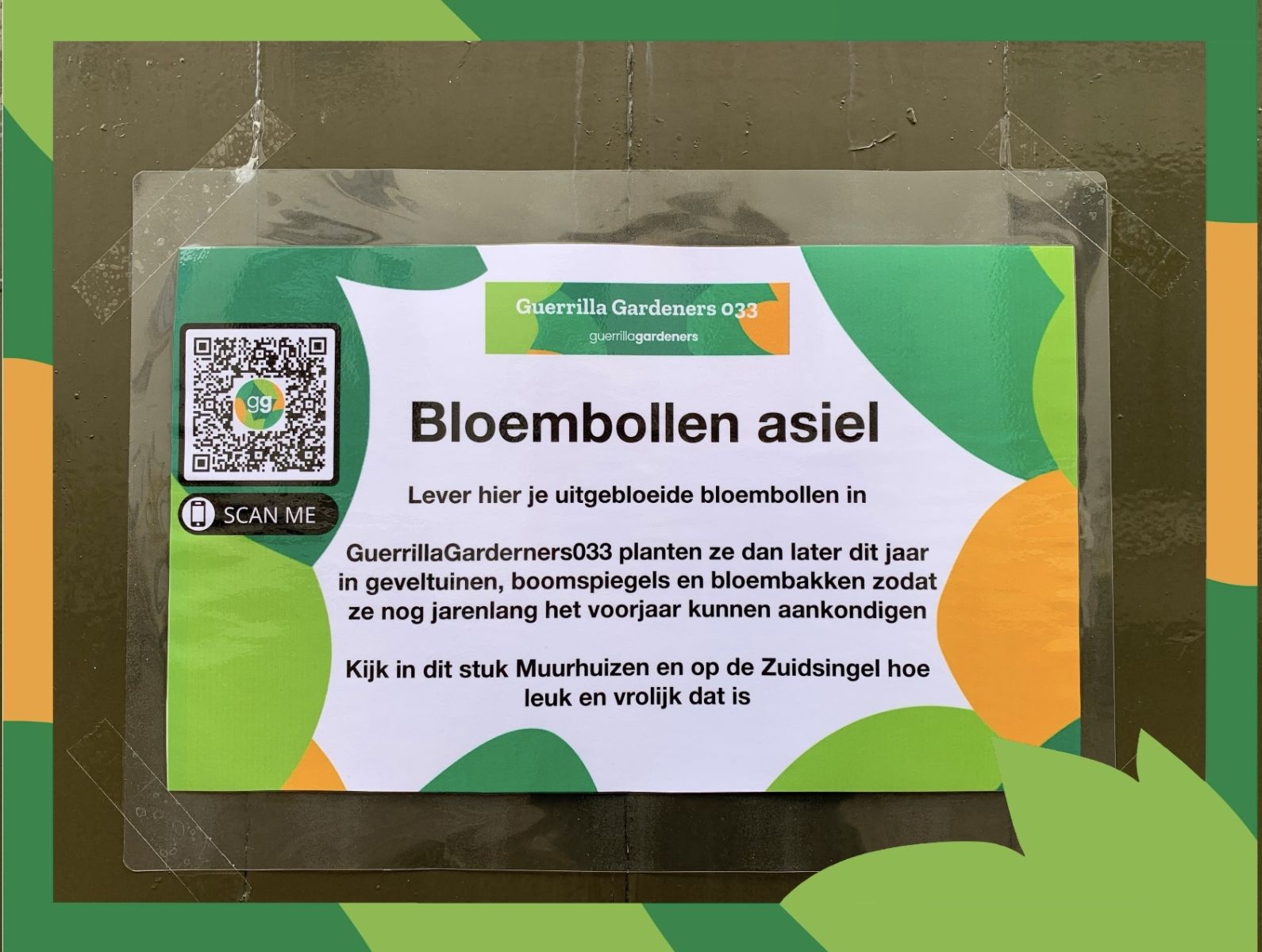 bloembollen asiel bordje Guerilla Gardeners